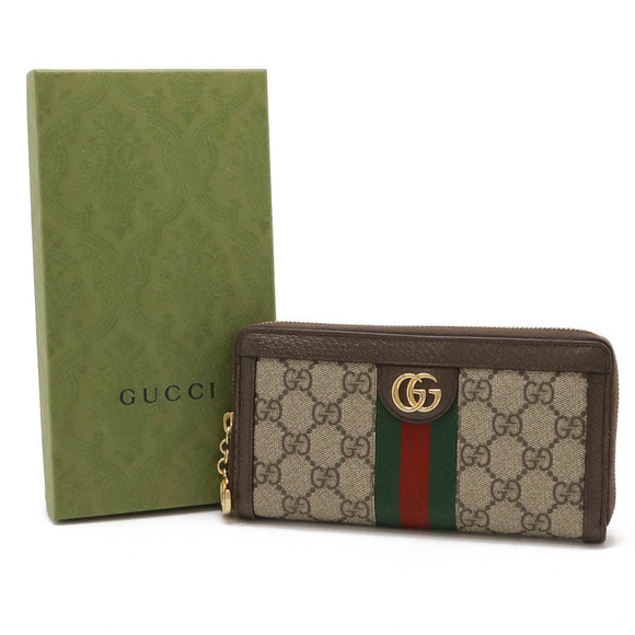 Gucci Beige Supreme Wallet GG Ophidia Leather Brown Zip - Picture 7 of 7